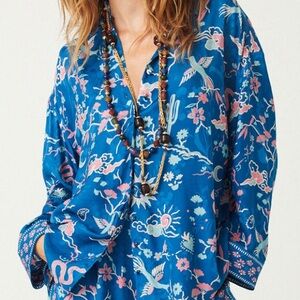 SPELL - Blue Floral Print Long Sleeve Blouse